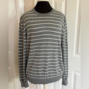 Banana Republic Cotton Cashmere Sweater Gray white striped size Medium crew neck